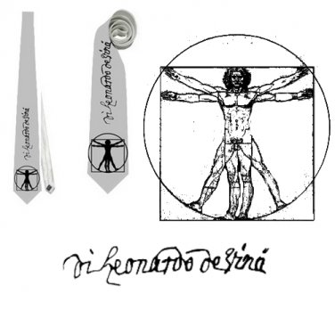 Necktie Leonardo da Vinci  Vitruvian man artist color Italia world
