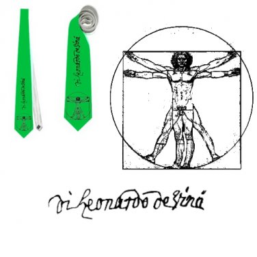 Necktie Leonardo da Vinci  Vitruvian man artist color Italia world