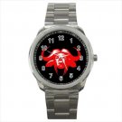Sport metal watch  bull red