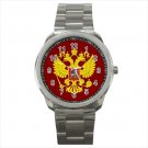 Sport metal watch Russia double-headed eagle coat of arms patriot national