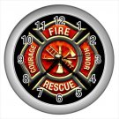 Silver Wall Clock Fire fireman fire fighter fireplug plug fire-cock