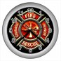 Silver Wall Clock Fire fireman fire fighter fireplug plug fire-cock