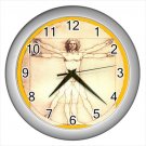 Silver Wall Clock Leonardo vetruvian man Florence Italy pinto