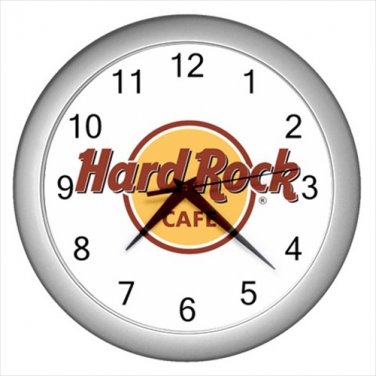 Silver Wall Clock  Hard Rock Tee rock music fan coffee live happy