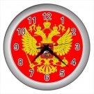 Silver Wall Clock Russia patriot national fan coat of arms