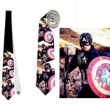 Necktie shield thor hammer captain america superhero avengers cosplay wedding