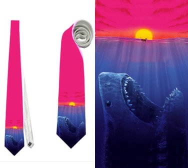 Necktie jaws shark halloween horror tie roleplay cosplay wedding