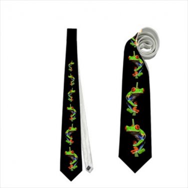Necktie red eyed tree frog teacher  tie grooms groomsman wedding