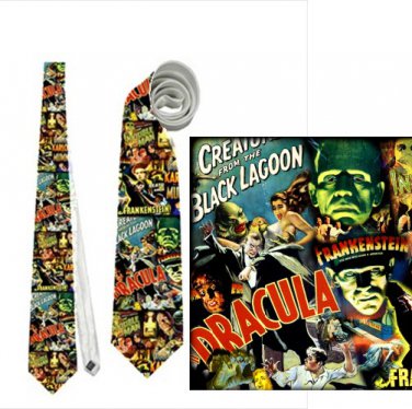 Necktie universal monsters frankenstein dracula creature black lagoon invisible mummy halloween