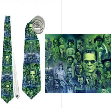 Necktie universal monsters frankenstein dracula creature black lagoon invisible mummy halloween