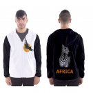 Men`s hooded windbreaker Africa reggae music happy  zebra