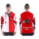 Men`s hooded windbreaker music rock hard barbarians happy blood
