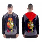 Men`s hooded windbreaker  music reggae Jamaica Bob Marley cannabis surf
