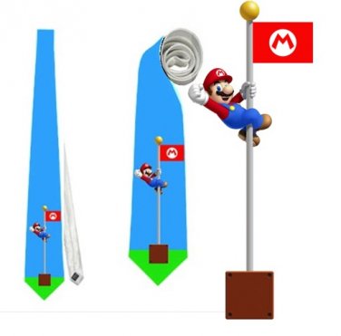 Necktie super mario flag tie