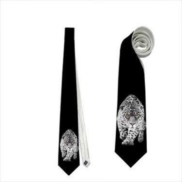 Necktie white leopard
