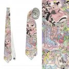 Necktie alice in wonderland white rabbit cheshire cat