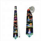 Necktie alice in wonderland white rabbit cheshire cat
