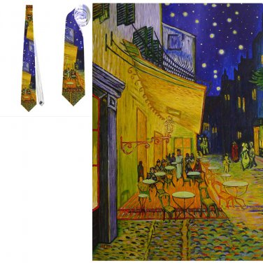 Necktie  Classic Art Vincent Van Gogh Cafe in Paris