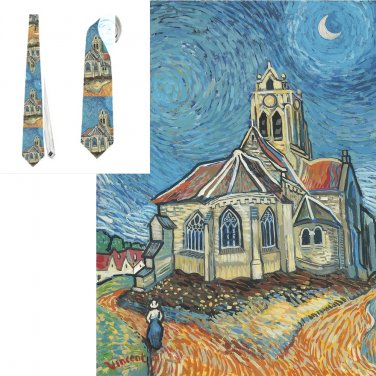 Necktie  Classic Art  Vincenty Van Gogh  the Church at Auvers