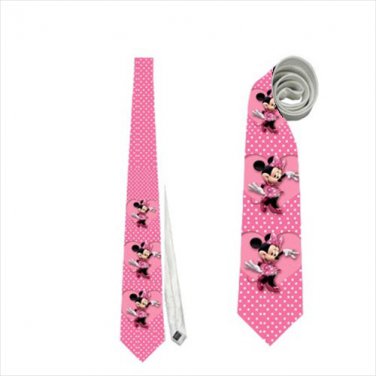 Necktie minnie mouse polka dots pink