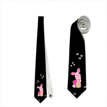 Necktie winnie the pooh piglet black