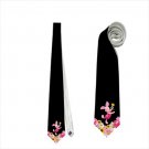 Necktie winnie the pooh piglet black flowers