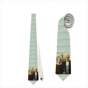Necktie Classic Art Grant Wood American Gothic