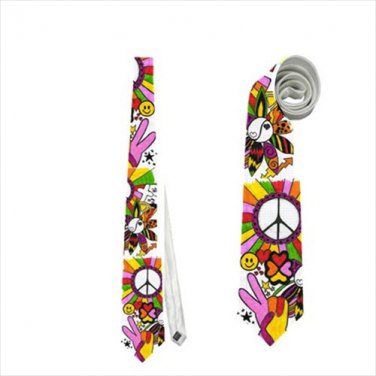 Necktie hippie peace sign tie