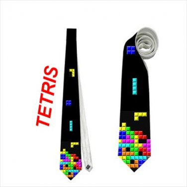 Necktie tetris nerd geek gear convention retro pixel fun office tie