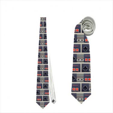 Necktie joysick controller nerd geek gear convention retro pixel fun office tie