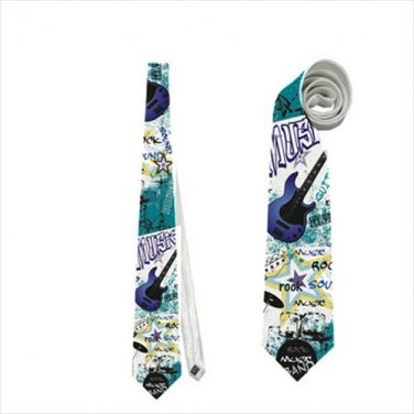 Necktie rock electric drums mike guitar stage musican punk ties