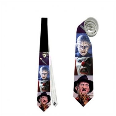 Necktie it pennywise clown freddy kruger pinhead creepy balloon  horror halloween tie