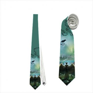 Necktie maleficent crow sleeping beauty tie grooms groomsman wedding gothic