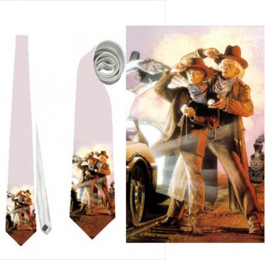 Necktie back to the future train dr. emmett brown crazy scientist marty mcfly