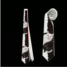 Necktie white black cat