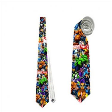 Necktie all superheroes logan wolverine hulk captain america collage