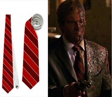 Necktie batman two-face harvey dent red stripes roleplay cosplay