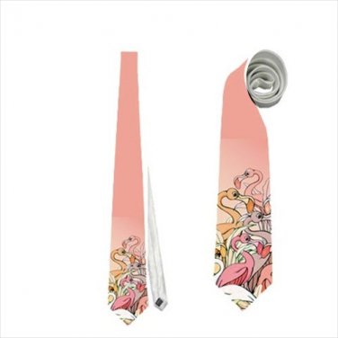 Necktie flamingos pink