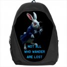 alice in wonderland backpack white rabbit not all who wander are lost