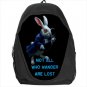 alice in wonderland backpack white rabbit not all who wander are lost