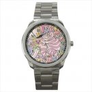 Sport metal watch alice in wonderland cheshire cat