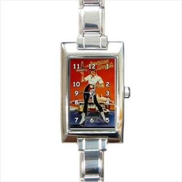 american graffiti Rectangle Italian Charm Watch