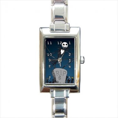 nightmare before christmas jack skellington Rectangle Italian Charm Watch