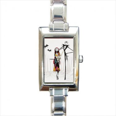 nightmare before christmas jack skellington sallly Rectangle Italian Charm Watch