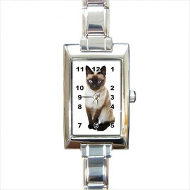 siam cat Rectangle Italian Charm Watch