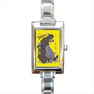 baloo jungle book Rectangle Italian Charm Watch