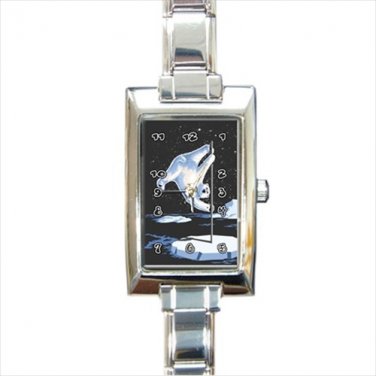 bear pole dancer Rectangle Italian Charm Watch