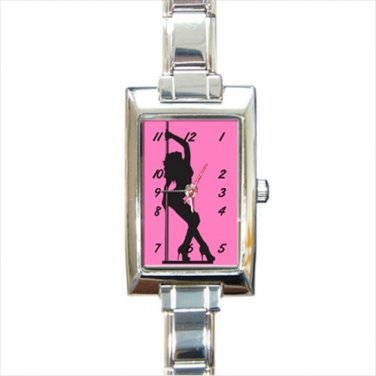 pole exotic dancer Rectangle Italian Charm Watch
