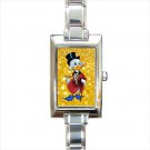 scrooge mcduck uncle duck Rectangle Italian Charm Watch