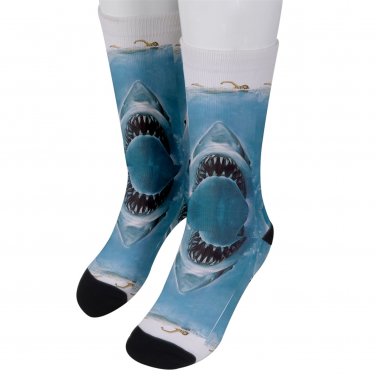Socks men's crew jaws shark